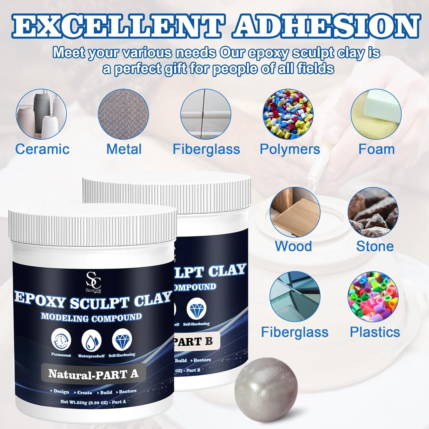 Seocam Epoxy Putty Sculpt Clay, 2 Part a & B for Sculpting, Modeling, Buildin...