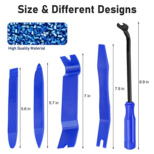 Auto Trim Removal Tool Set, 5pcs Plastic Pry Tool Kit, Auto Trim Tool, Blue