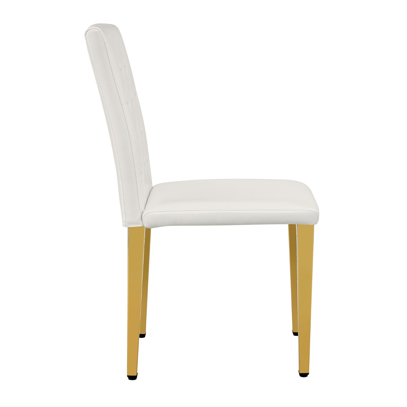 White PU Chairs 4-Pack-Ergonomic Backrest & Golden Metal Legs