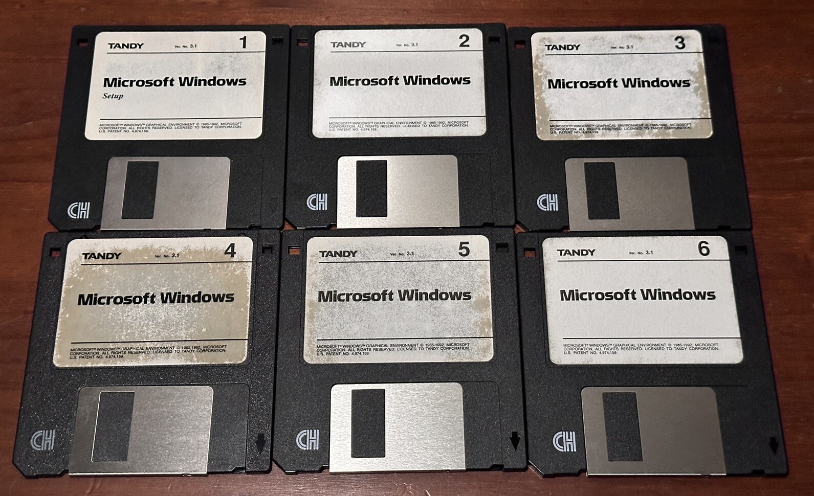 1992 Microsoft Windows Version 3.1 For Tandy 3.5” Floppy Disk Set Of 6 Vintage