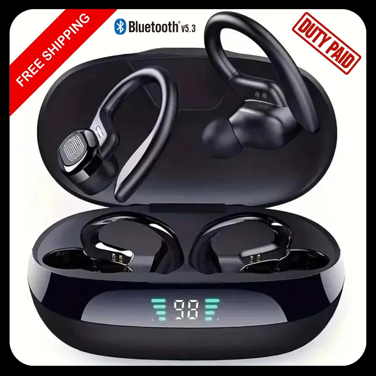 TWS Wireless Bluetooth Earphones Sports Ear Hook Running Bass Earbuds Mic