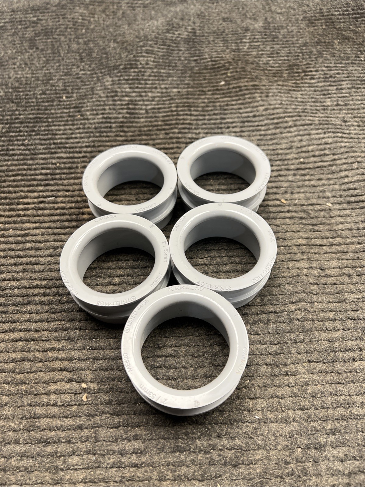 Lot of 5 Kraloy 078293 MEB20 2'' Conduit End Bell Schedule 40 PVC Gray
