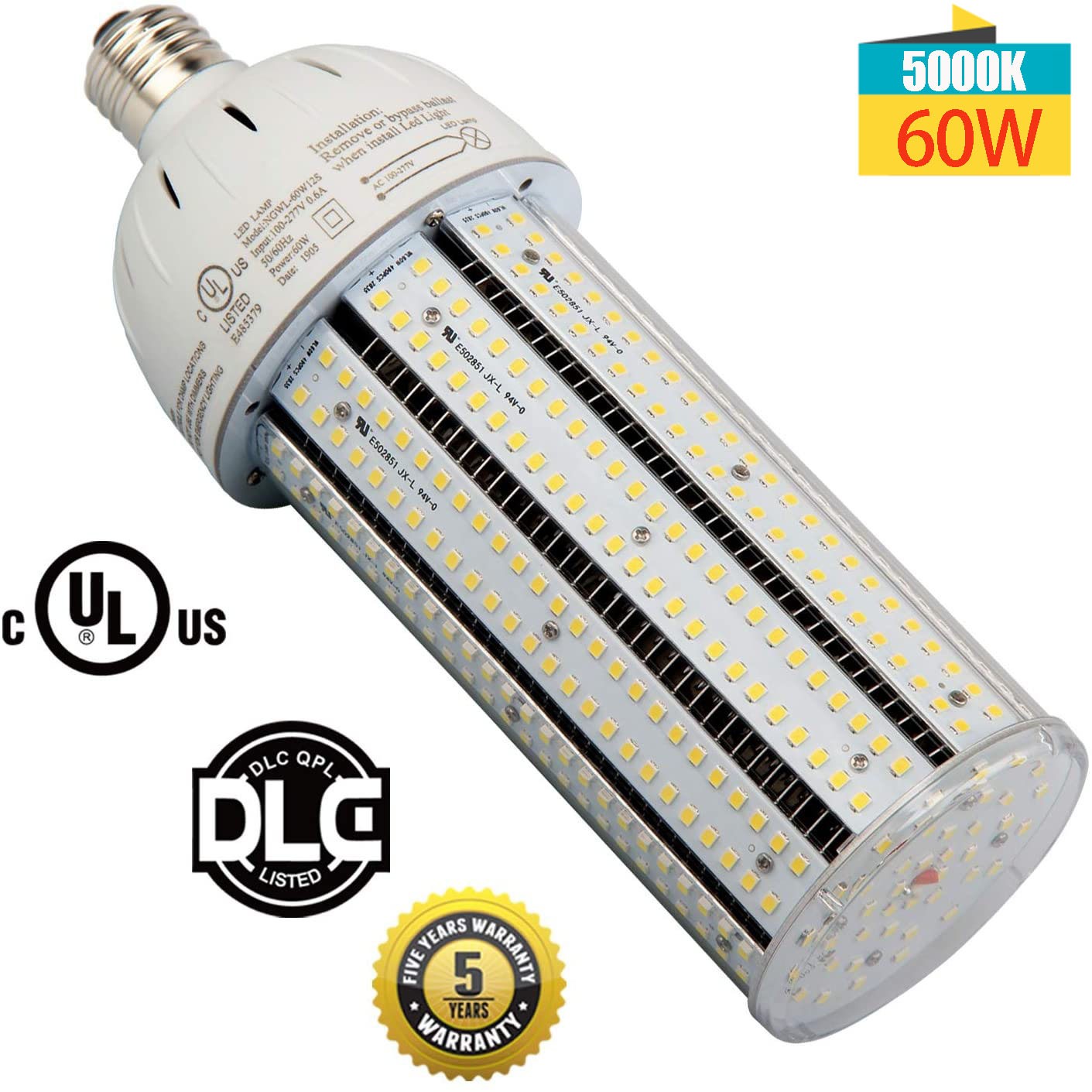 E39 60W LED Corn Bulbs Light Replace 400W MH HPS HID High Bay Light AC100-277V