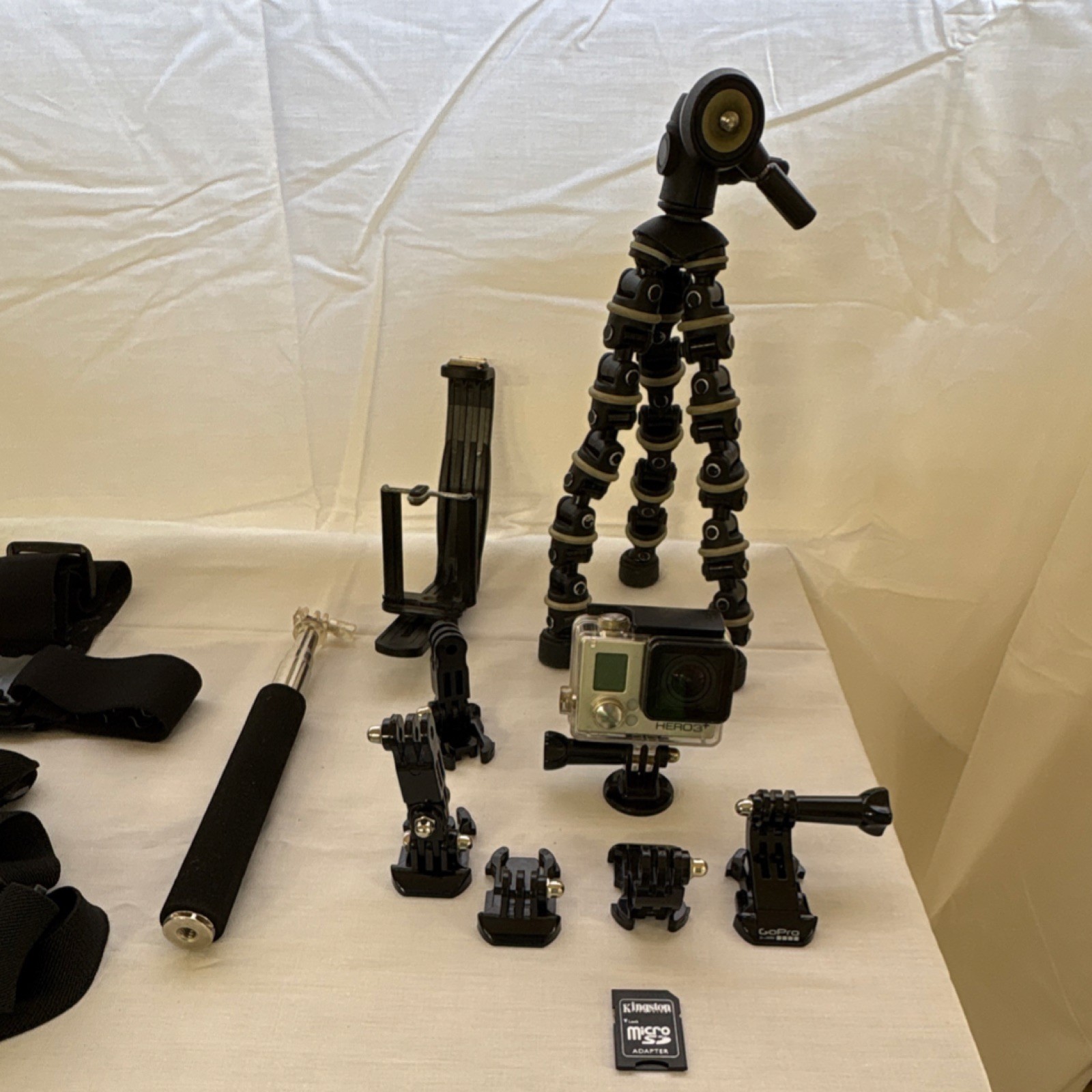 GoPro HERO3+ Camera, Mounts, Tripod, Straps, microSD Card Accessory Bundle