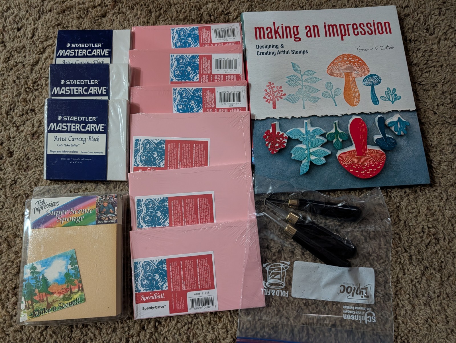 Create your own stamps and block prints artist carving blocks set