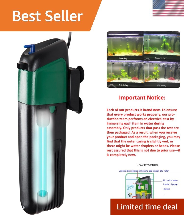Transform Your Aquarium: 75 Gallon Internal UV Filter Clears Green Water