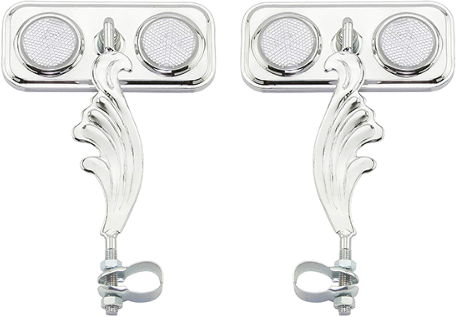 Bike Rectangle Wing Mirror Chrome Right & Left Clear Reflectors.