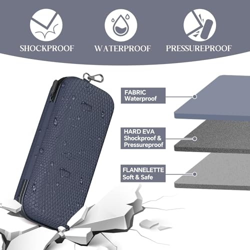Double Eyeglasses Case Dual Sunglasses Case Hard Shell Glasses Case with Blue