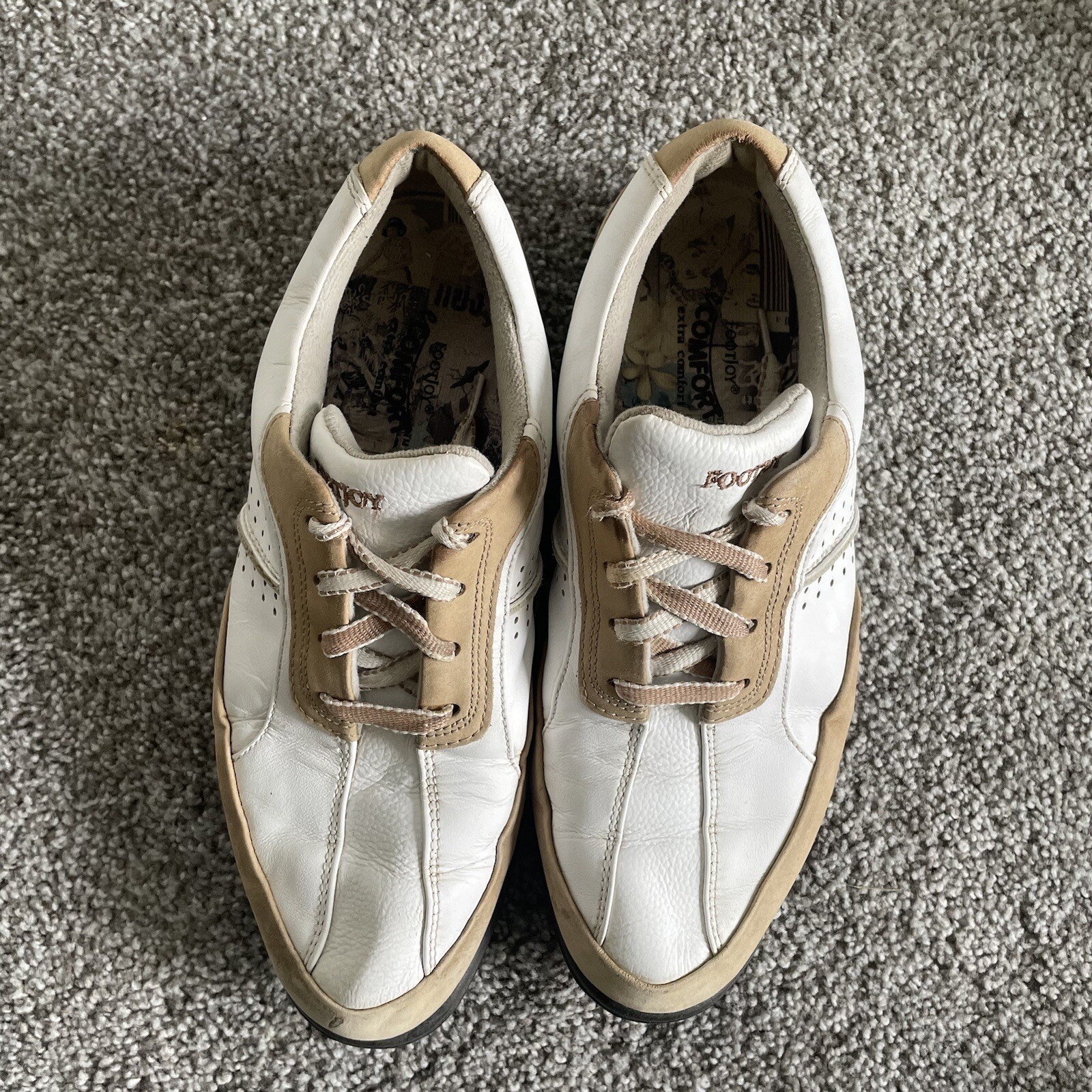 FootJoy Golf Shoes Mens Size 8 M White Leather/ Suede Casual Cleats Sneakers