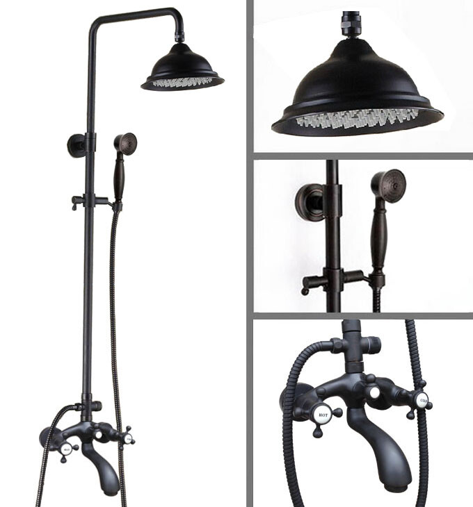 Oil Rubbed Brass Wall Mount Bathroom Rain Shower Faucet Set Tub Mixer Tap 2hg113