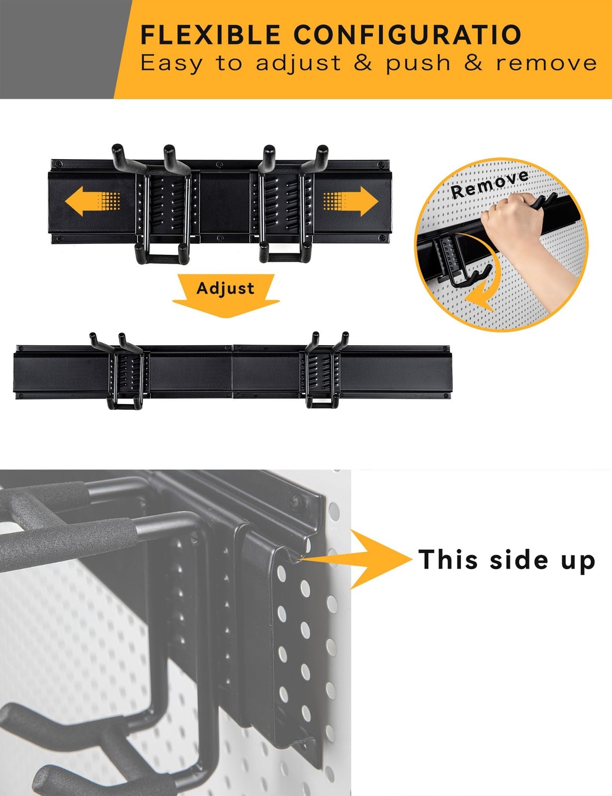 Wall Mount Garden Tool Organizer - 48 Inch Max Load 539lbs with14 PCS Adjusta...