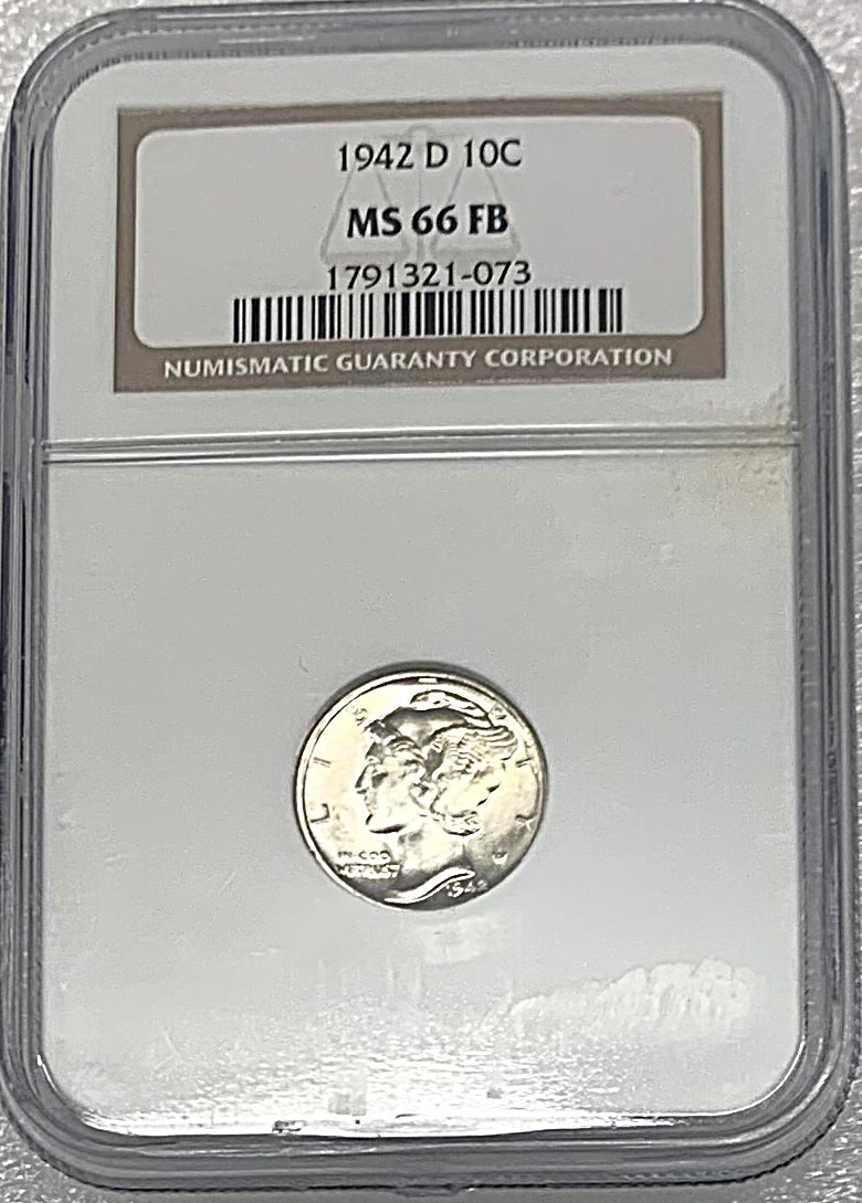 1942 D Mercury Silver Dime NGC MS66FB