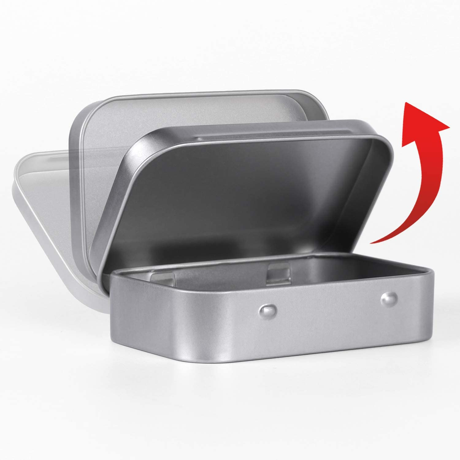 40pcs Metal Rectangular Empty Hinged Tin Box Containers Mini Portable Small Box