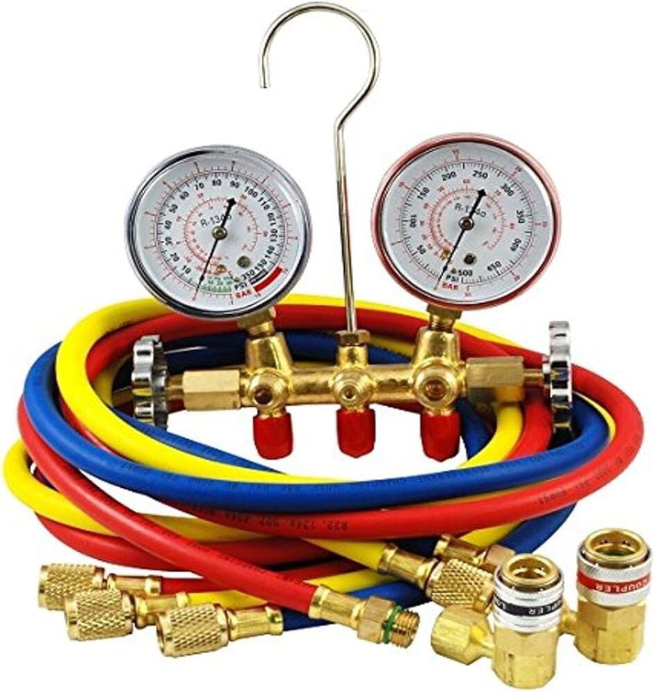 Mountain #MTN8205 Brass Manifold Gauge Set W/ Couplers Brand New