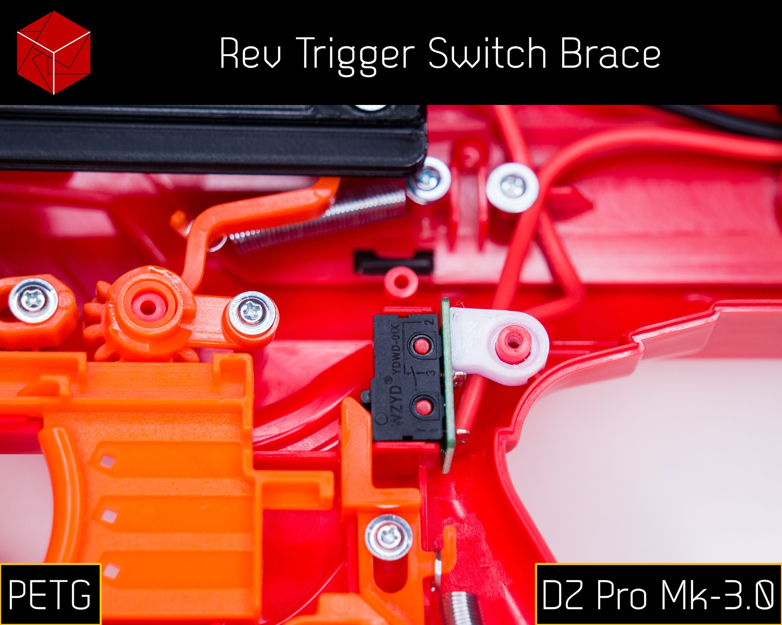 Rev Trigger Switch Brace (PETG) forDart Zone Pro Mk-3.0