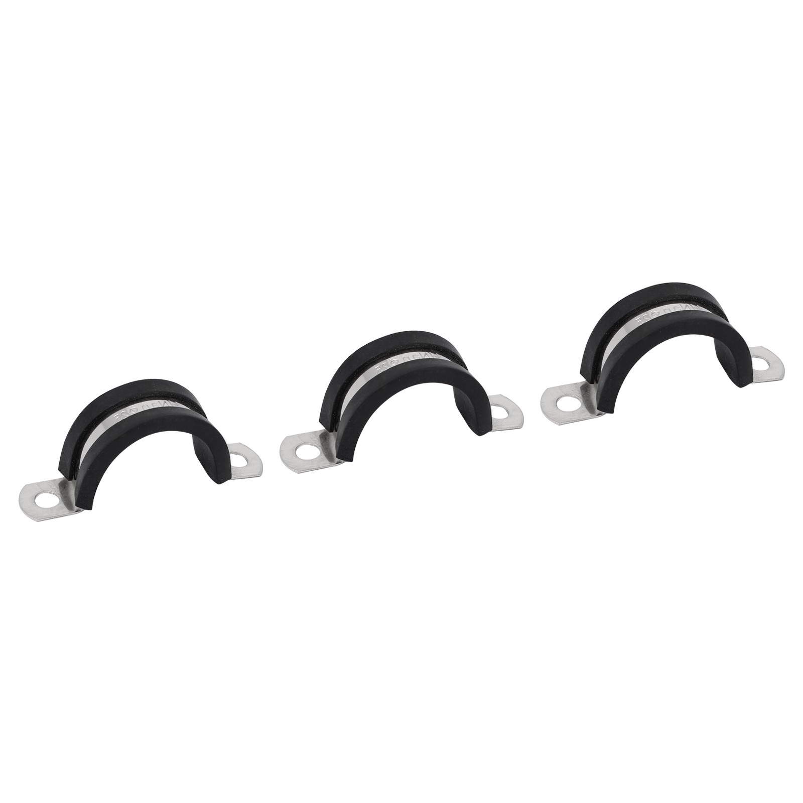 3Pcs 0.87" Rubber Cable Clamps 304 Stainless Steel U Shaped Pipe Fitting Clamps