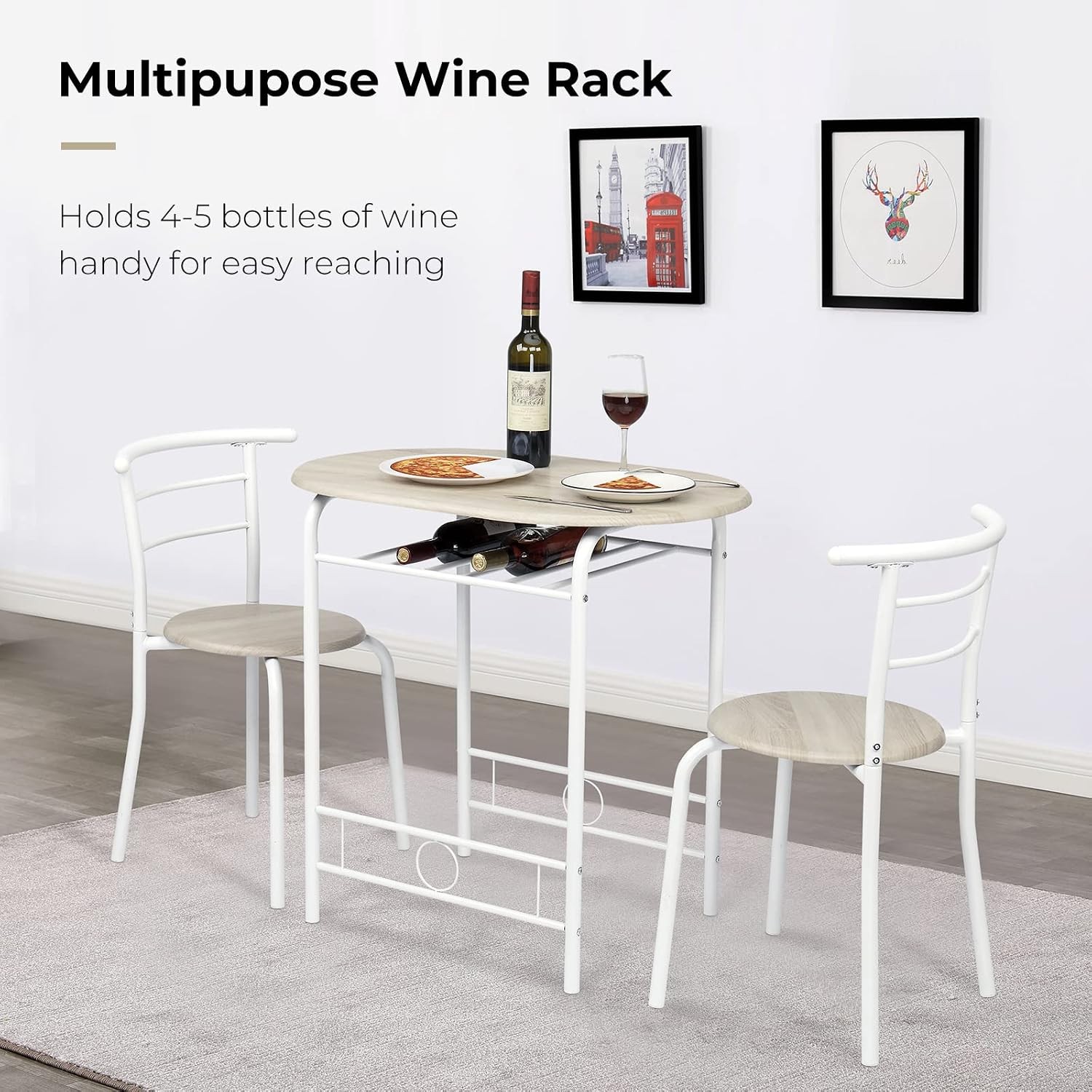 3 Piece Dining Set Small Kitchen Table Set for 2 Breakfast Table Set Kitchen