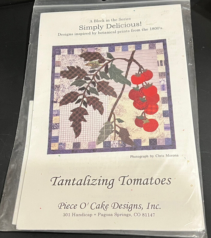 TANTALIZING TOMATOES Quilt Block 16" Pattern Fruit Botanical Prints 1800s