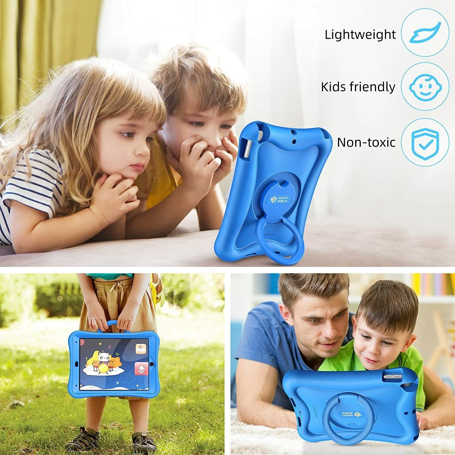 For iPad 9th/8th/7th Gen Rotating Stand Case Rugged Cover with Screen Protector