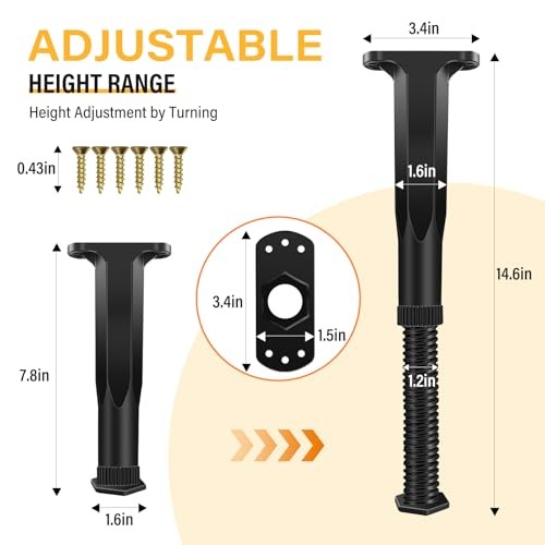 Adjustable Height Bed Frame Support Legs - 7.8-14.6inch Bed Slats Support 8 PCS