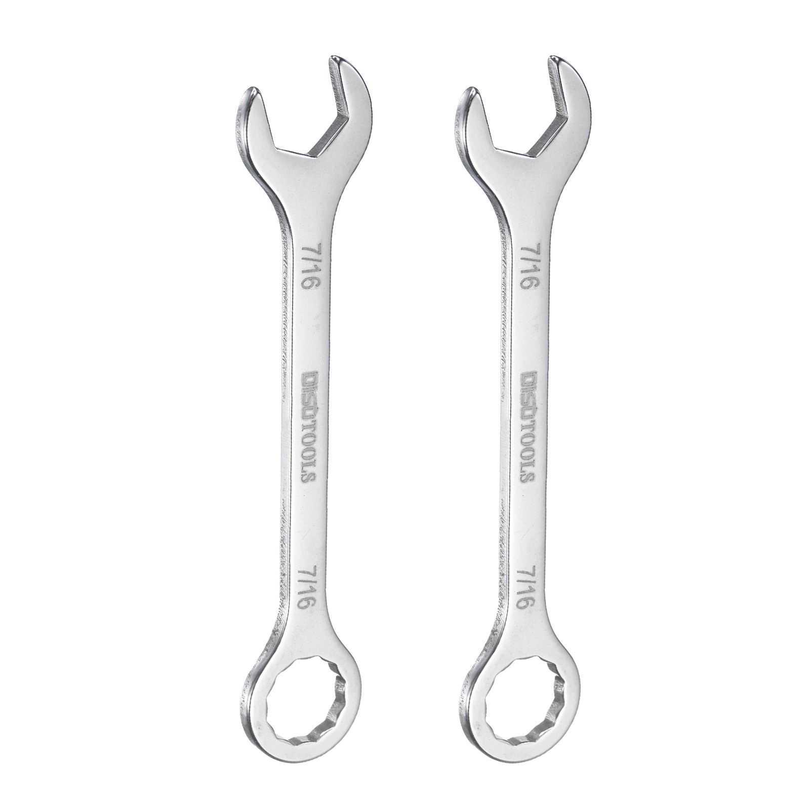2pcs Thin Combination Wrench 7/16" with 12-Point Ended and 15°Angled Open End