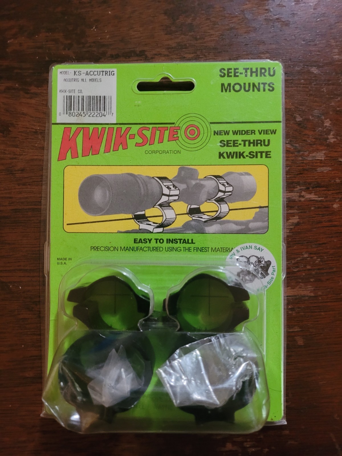 Kwik-Site KS- Accutrig See-Thru Rifle Scope Mount NOS