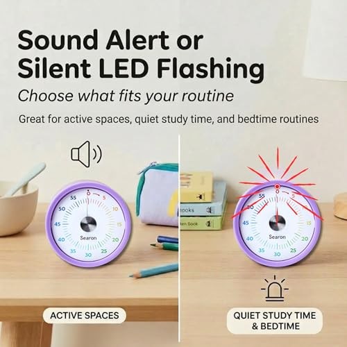 Magnetic Visual Timer for Kids — 3.15" 60-Minute Rainbow Dial Timer for Purple