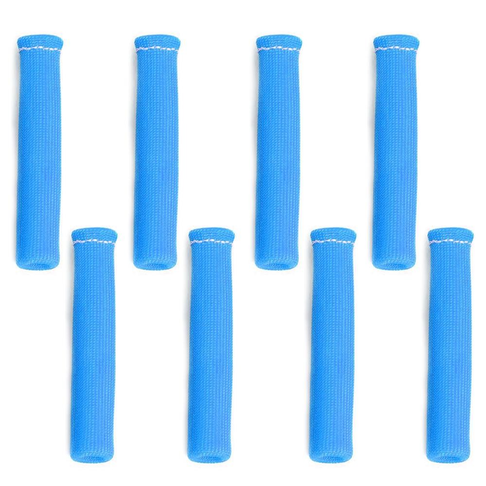 8PCS Blue 1200° SPARK PLUG WIRE BOOTS HEAT SHIELD PROTECTOR SLEEVE for SBC BBC[