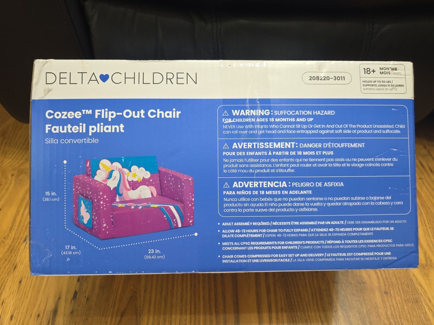 Unicorn Pink Flip Out Chair To Lounger Couch Sofa For Kids Girls Toddlers 18+
