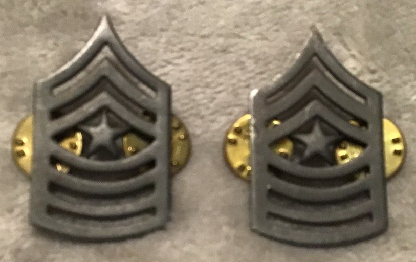 USMC US Marine Corps Sergeant Major Rank Stripes Insignia Subdued Metal Pin Pair