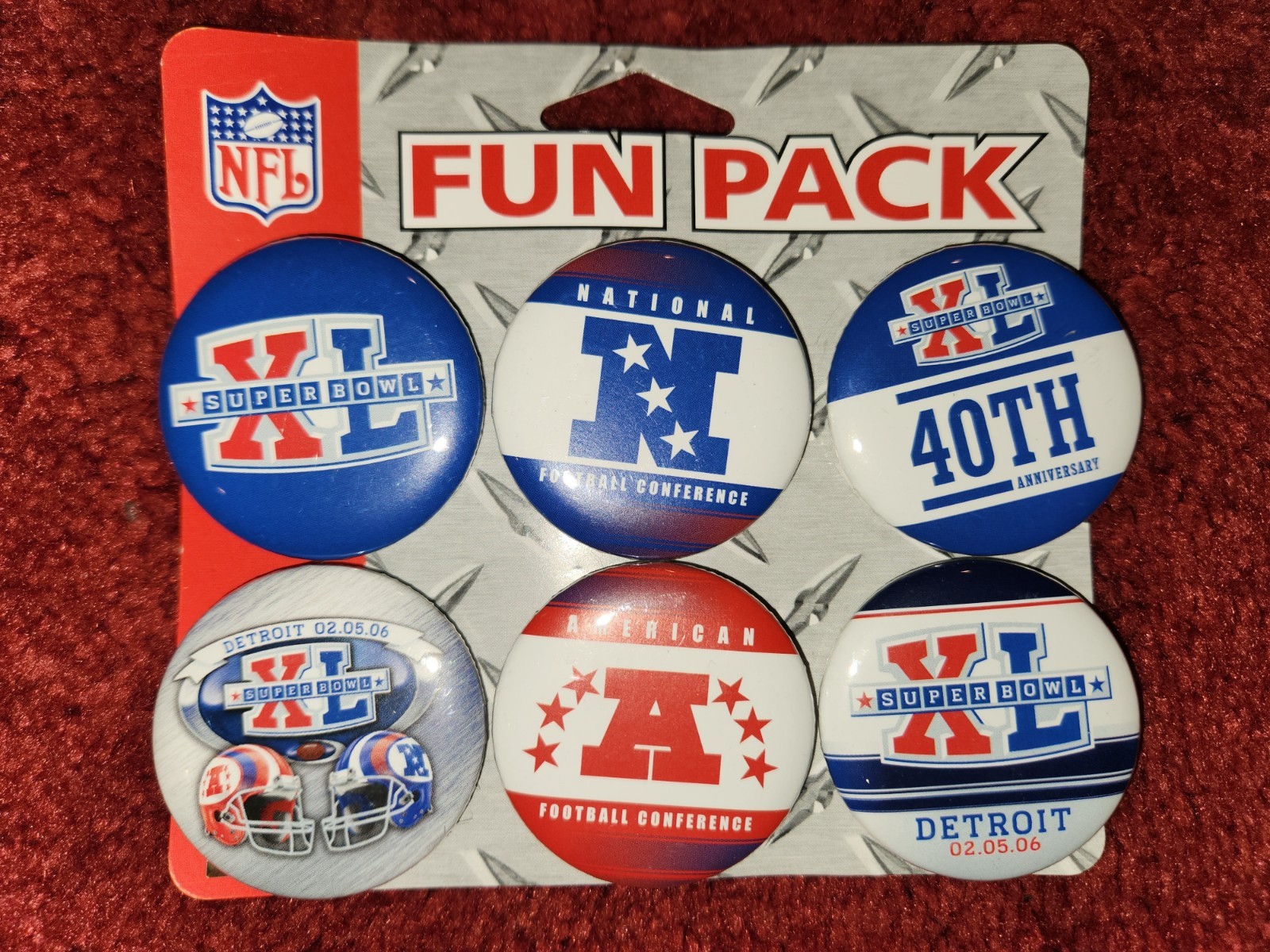2006 Vintage Football Super Bowl XL Detroit Michigan Souvenir Button Set ~ NFL
