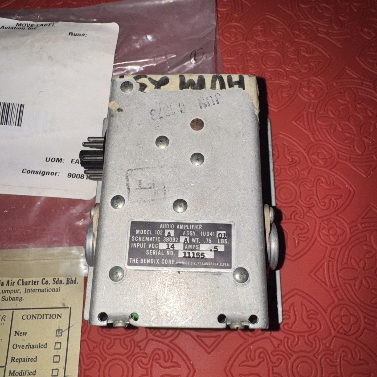 NEW Bendix Model 102A Audio Amplifier, Tested (AP13)