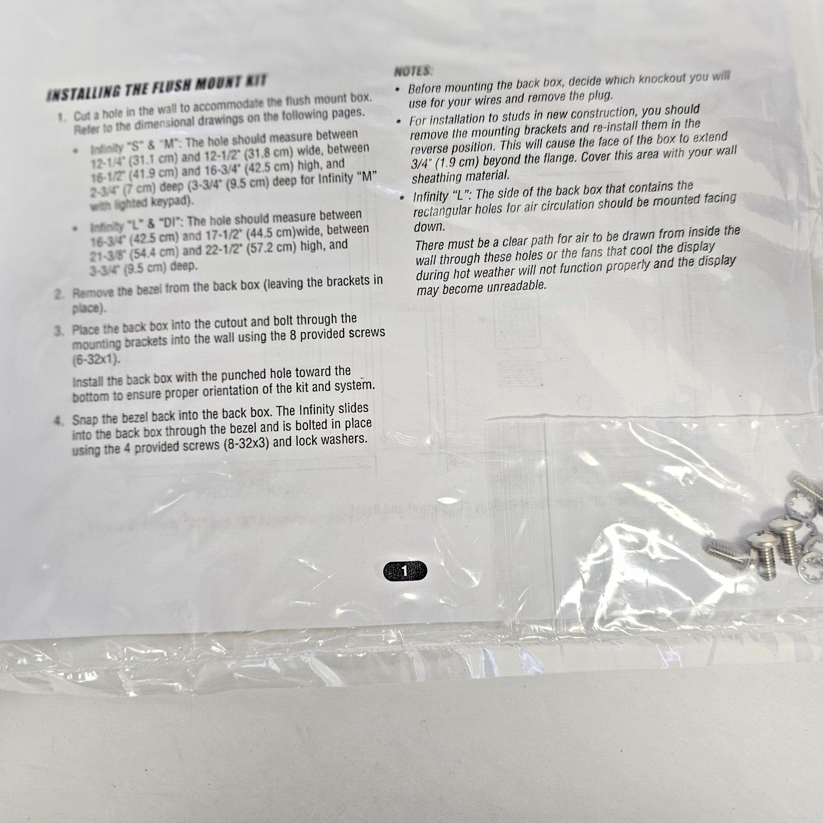 SENTEX SN1650033 infinity M flush mount NEW (Open Box) Old Stock
