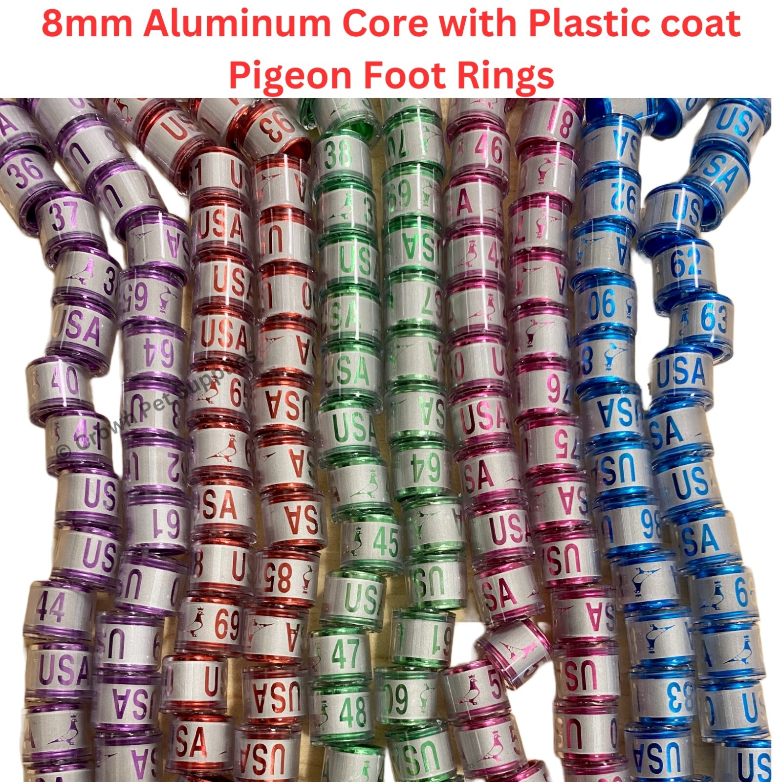 Pigeon Aluminium 8mm Leg Rings Band Foot For Bird Chicks Quail Doves