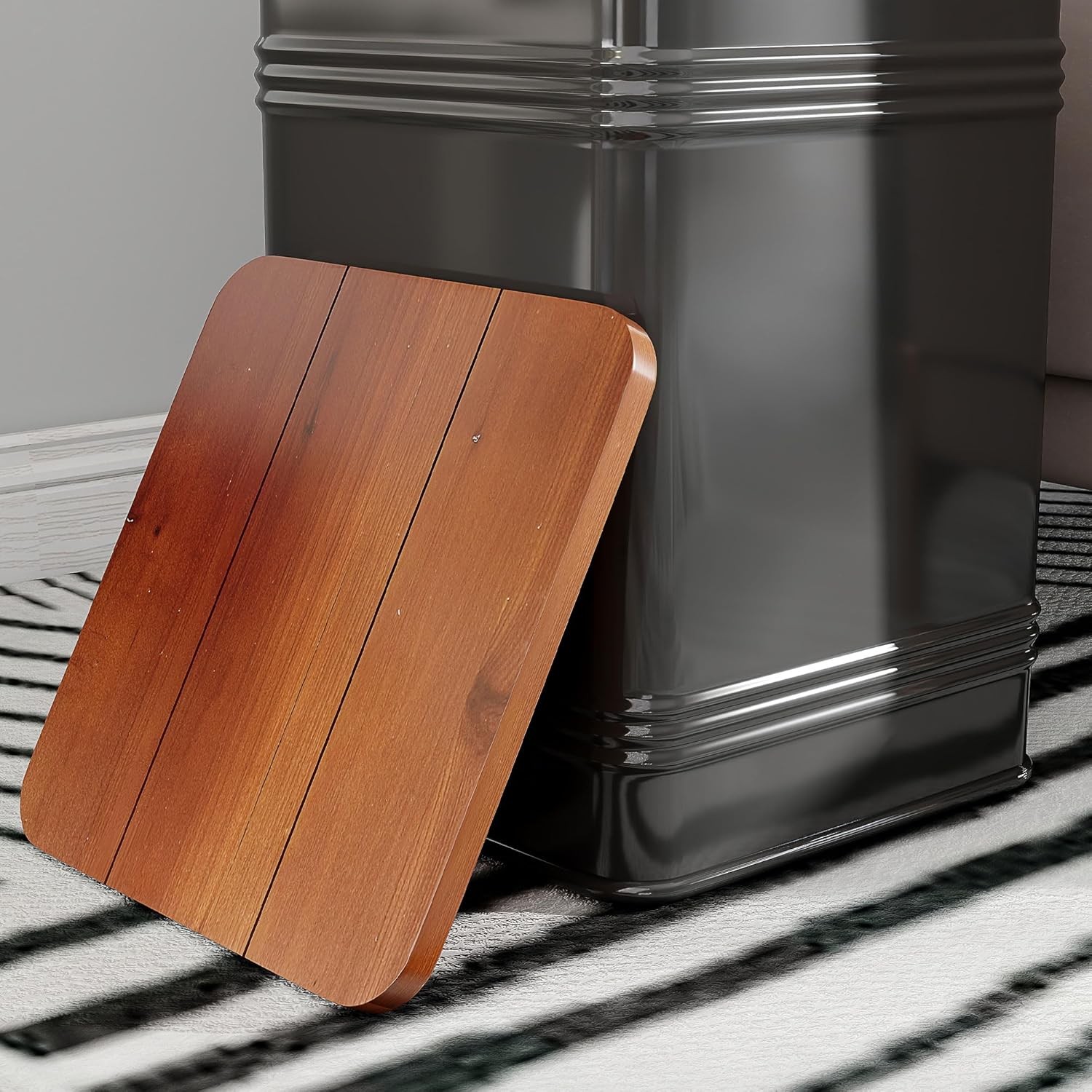 Ottoman W/ Storage Set of 2 Industrial Accent Side Table W/ Removable Wood Lid