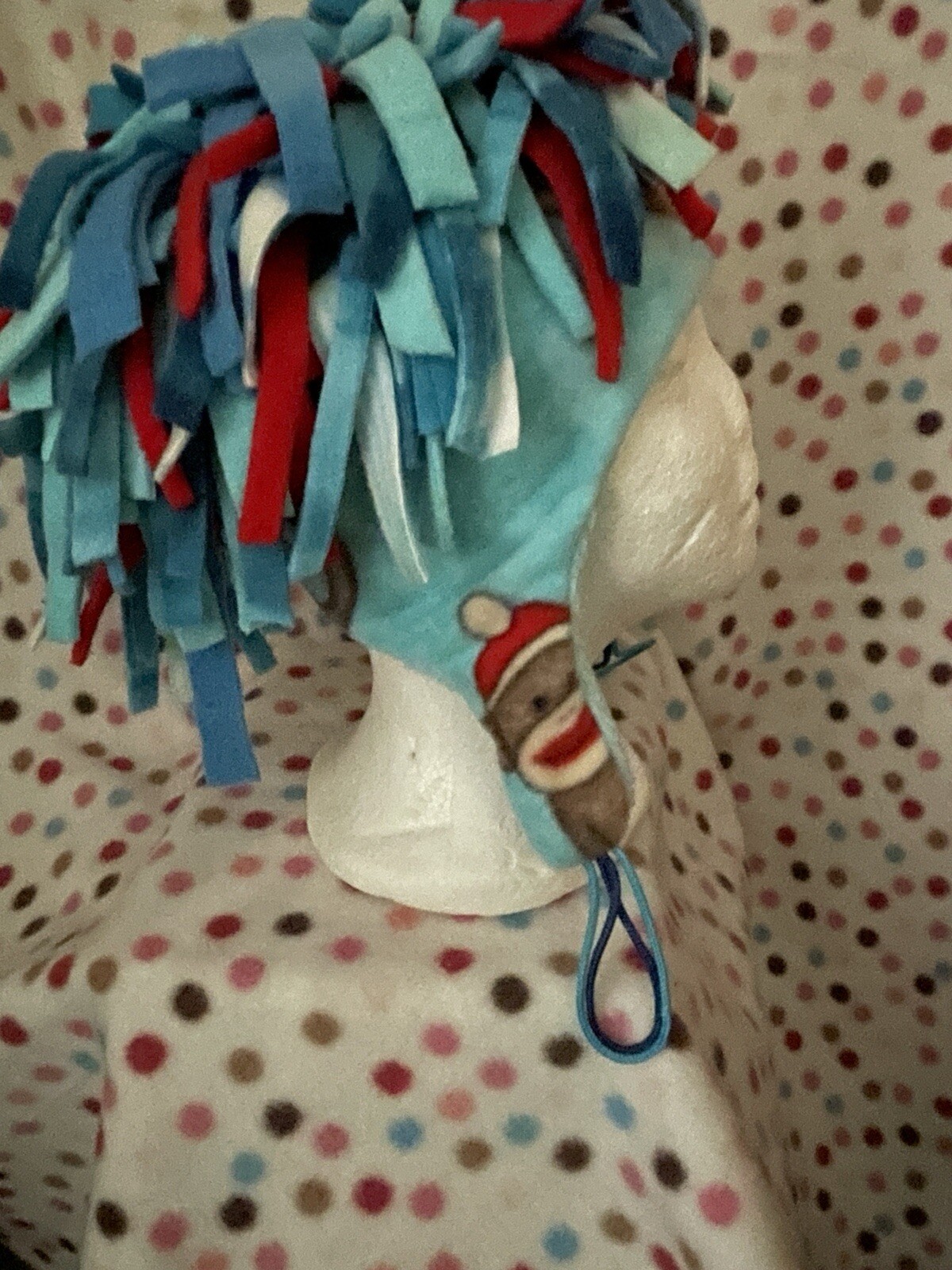 Wild N Crazy SOCK MONKEY Printed “hair” Hat. Handmade. Unique 1 Of A Kind, COOL
