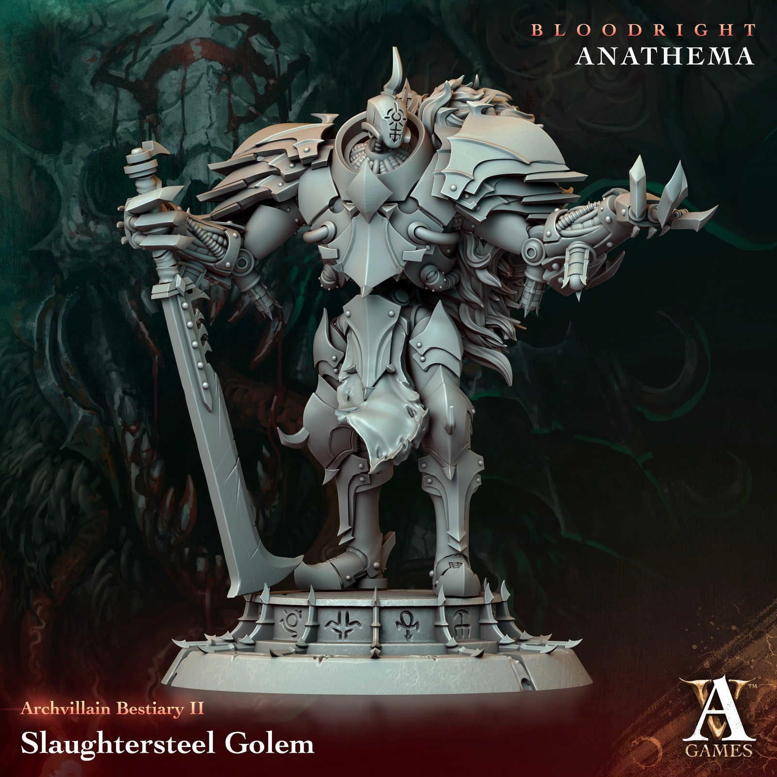 3D Printed Archvillain Games Slaughtersteel Golem Archvillain Bestiary Vol. II