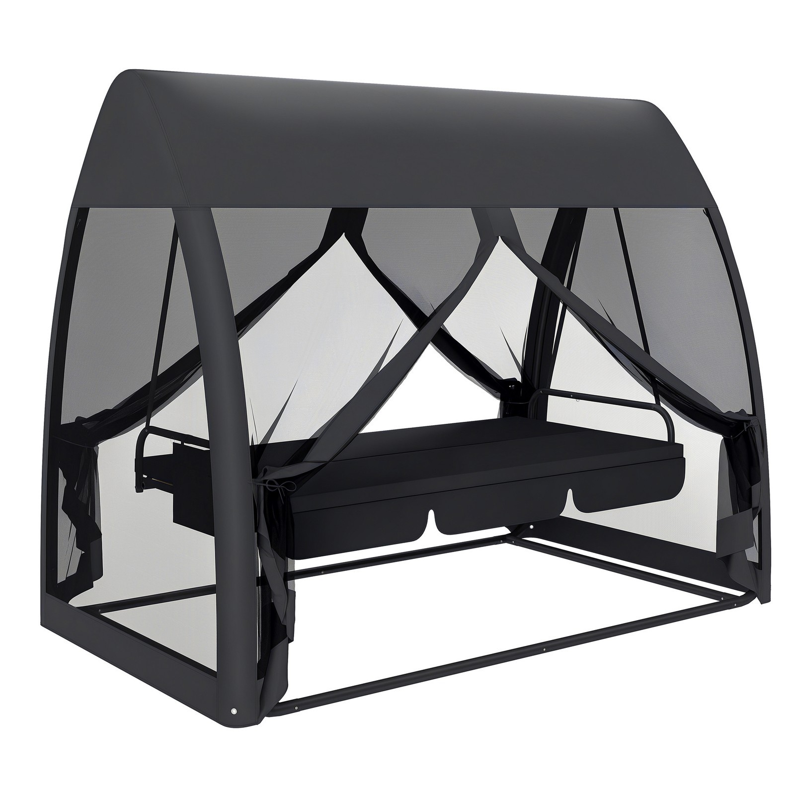 3-Seat Outdoor Patio Swing Chair Hammock Lounger Convertible Bed w/ Canopy