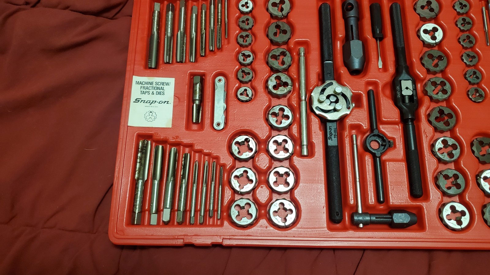 Snap On Tools Tap & Die Set # Tdtdm500 76 Piece Set complete No Missing Parts