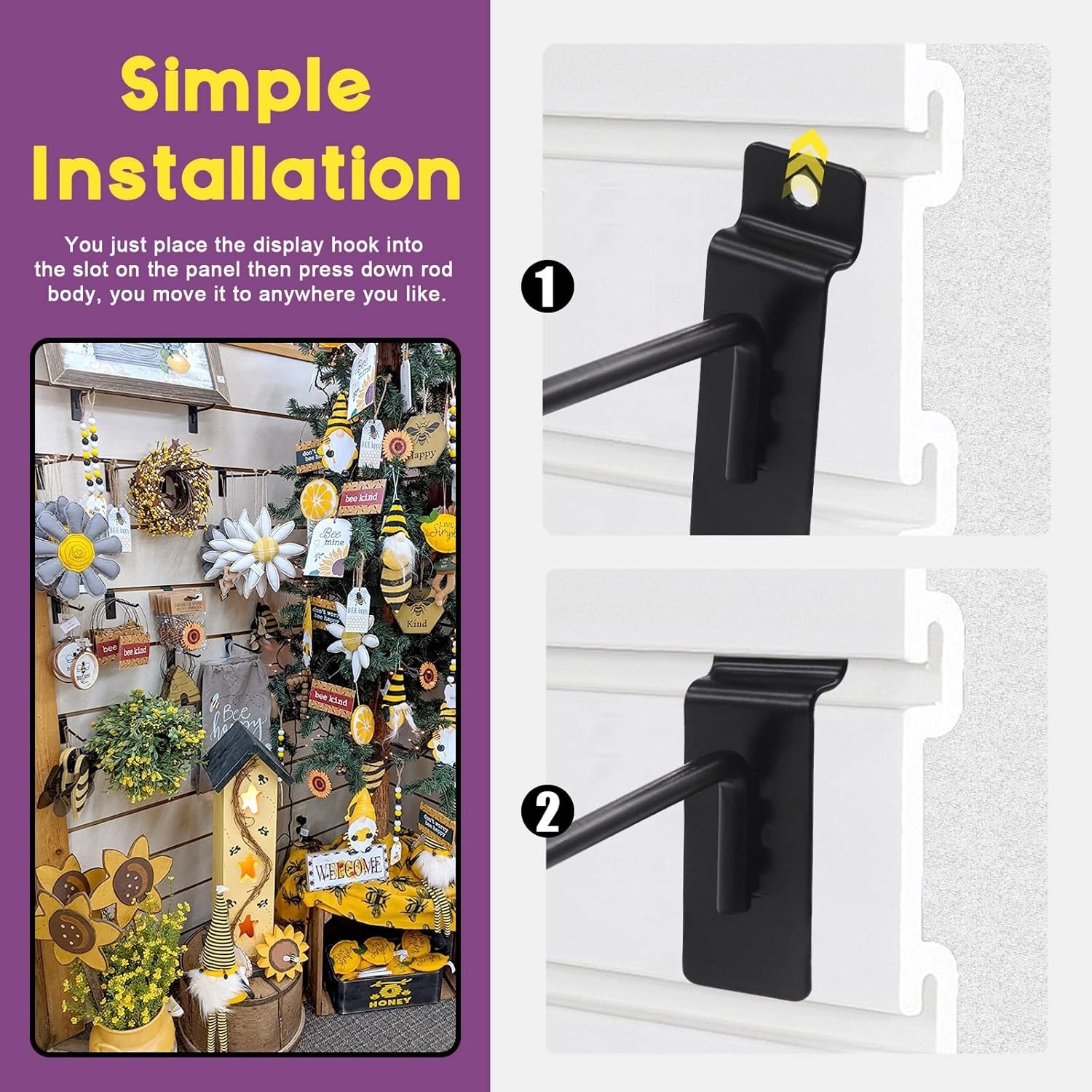 20 Heavy-Duty 4-Inch Slatwall Hooks Set - Durable Garage Organization Solution