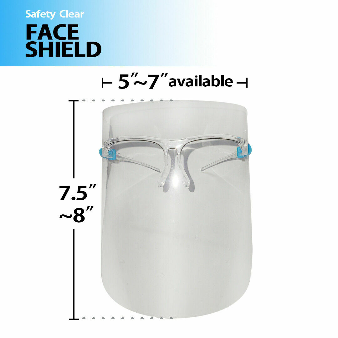 5 PCS Clear Face Shield Guard Protect Reusable mask with Clear Glasses Frame
