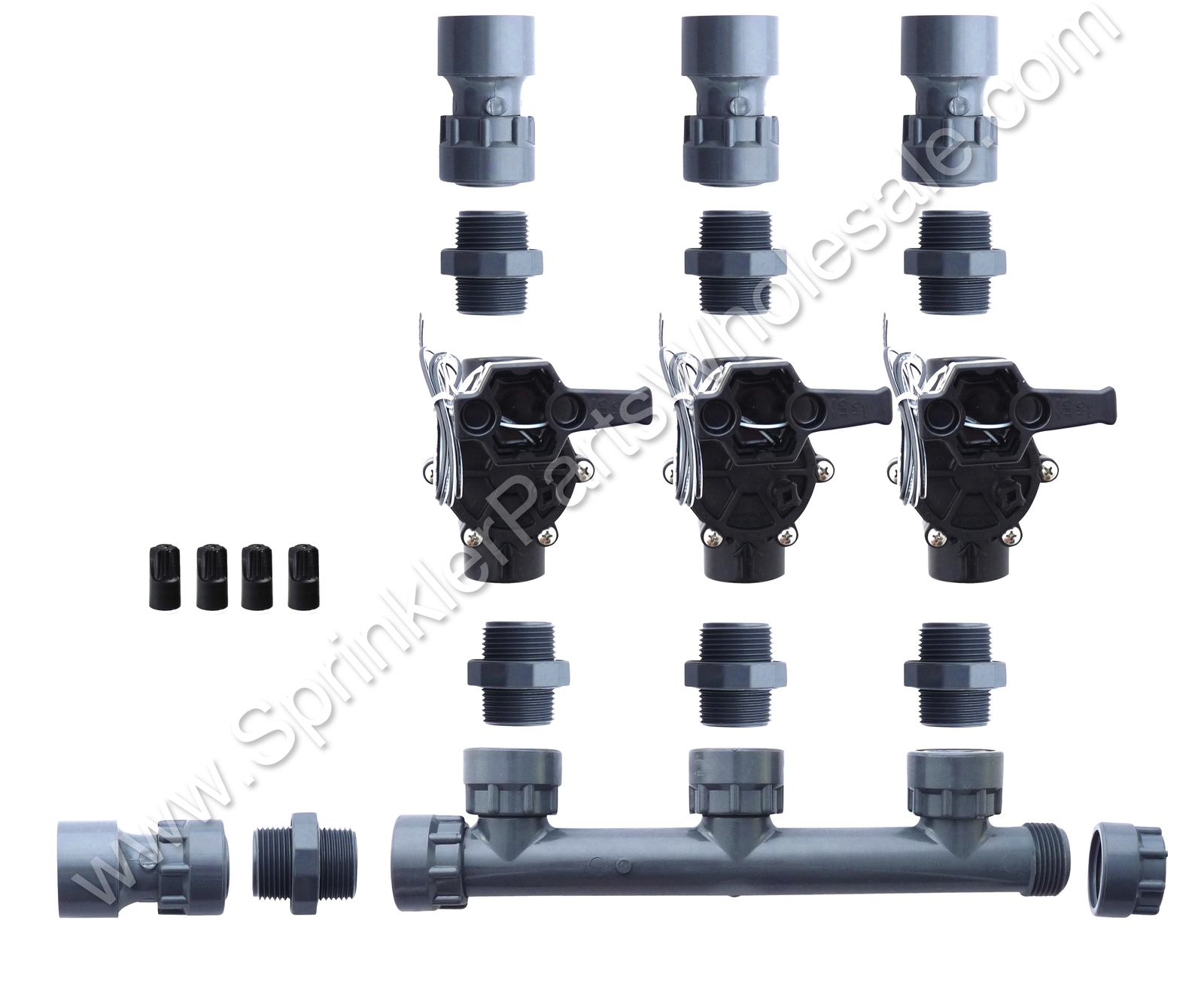 Rain Bird 100DV 3 Zone Dura Manifold Valve Kit -No Flow Control - Slip 301-010-3