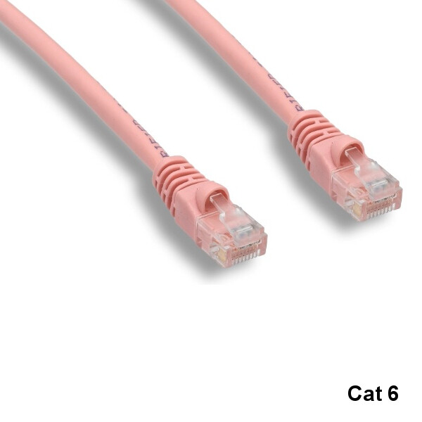 KNTK Pink 50ft Cat6 UTP Patch Cord 24AWG 550MHz Panel Router Networking RJ45