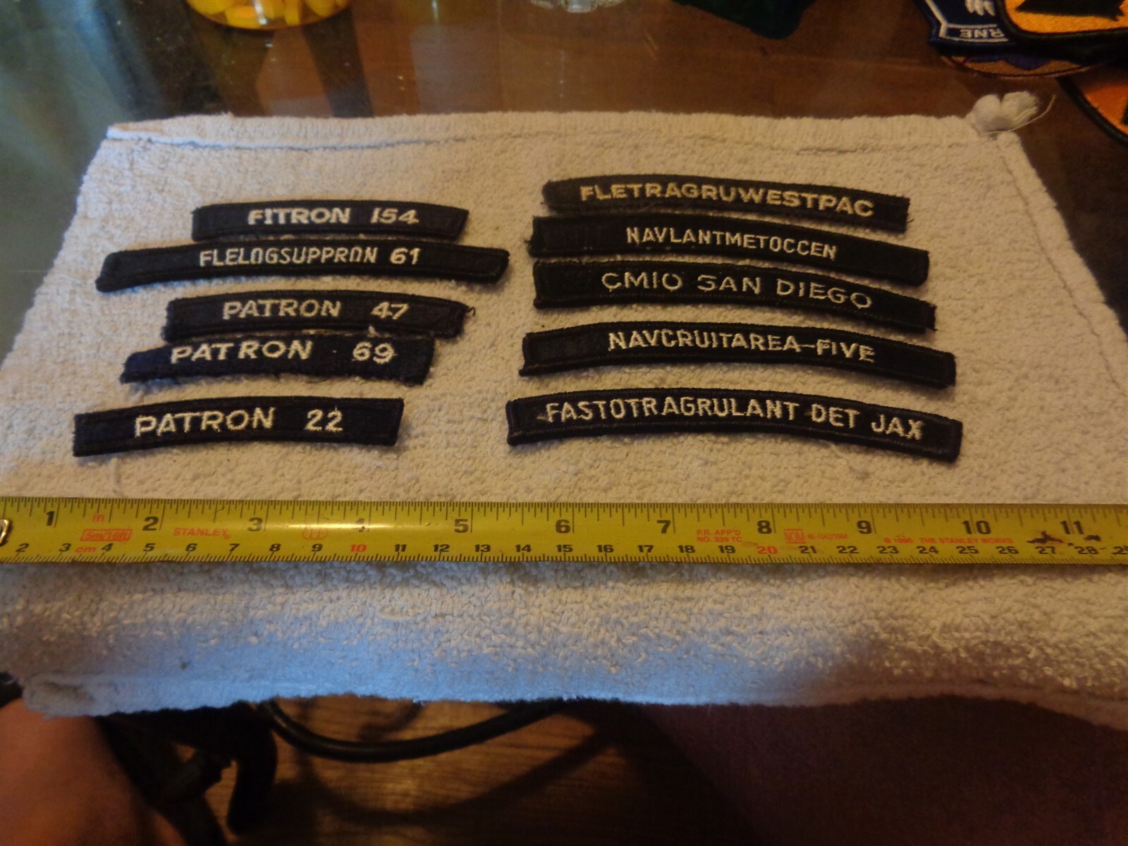 Ten (10) Different Navy Tabs or Rockers (BOX KIWI BAG#F29)
