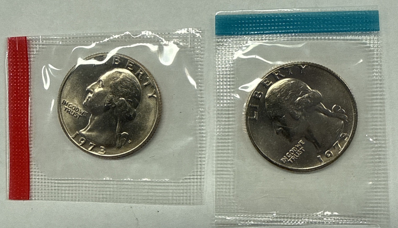 1973 P&D Washington Quarters from Mint Set in Mint Cello with Free Shipping