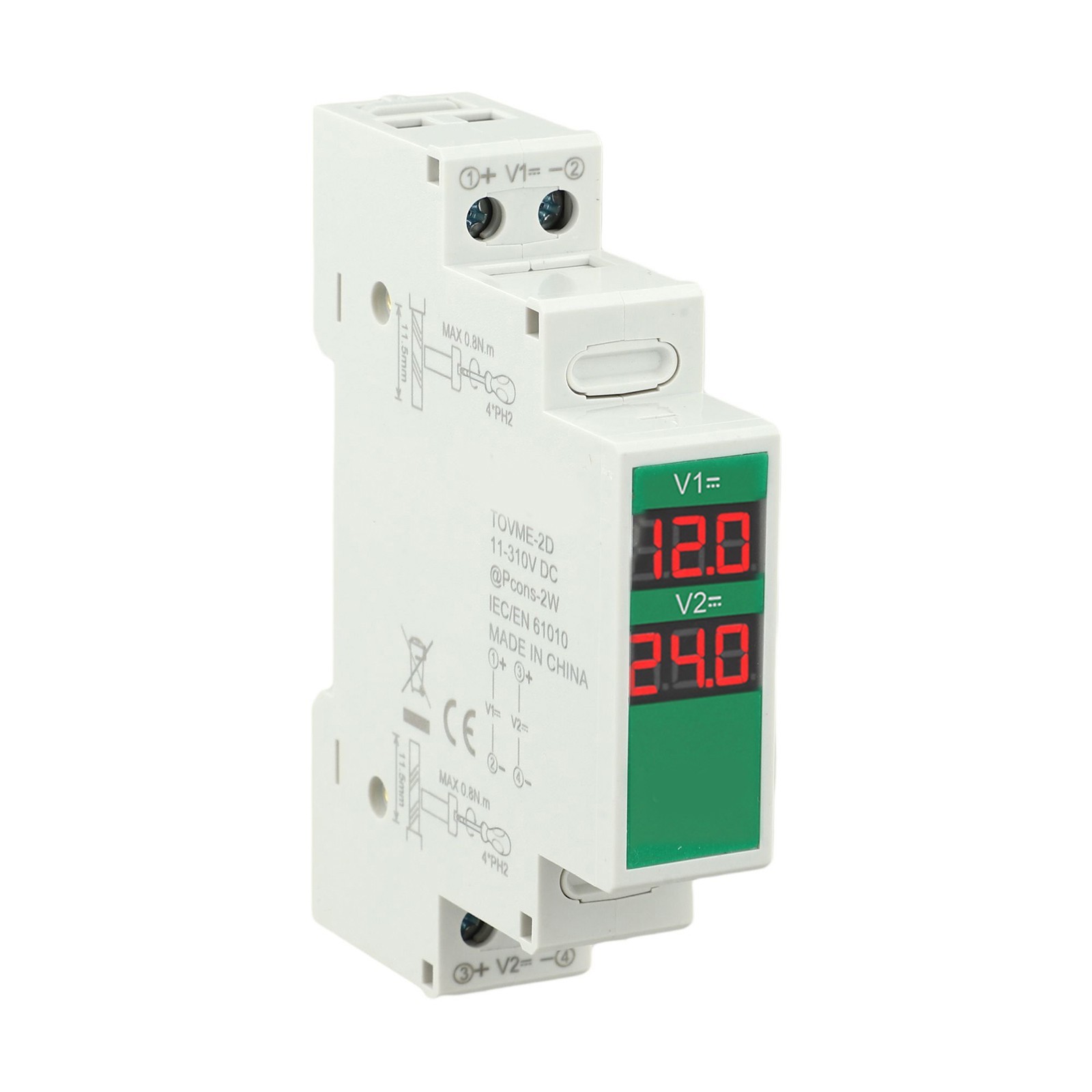 Digital Display Device for Measuring DC Voltages on For Din Rails Efficiently