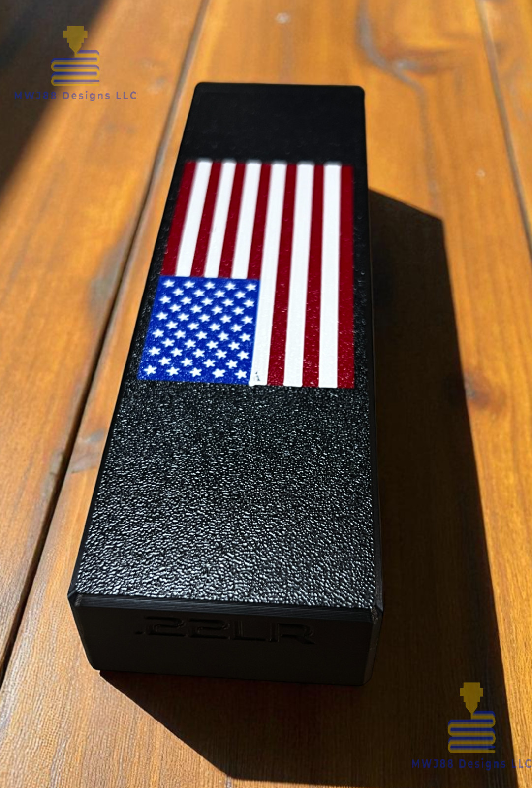 American Flag Full Color Logo Sliding Ammo Storage Box Case - Shotgun Calibers