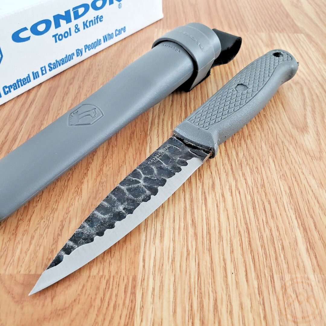 Condor Trog Fixed Knife 4.25" 1095HC Steel Full Blade Gray Polypropylene Handle