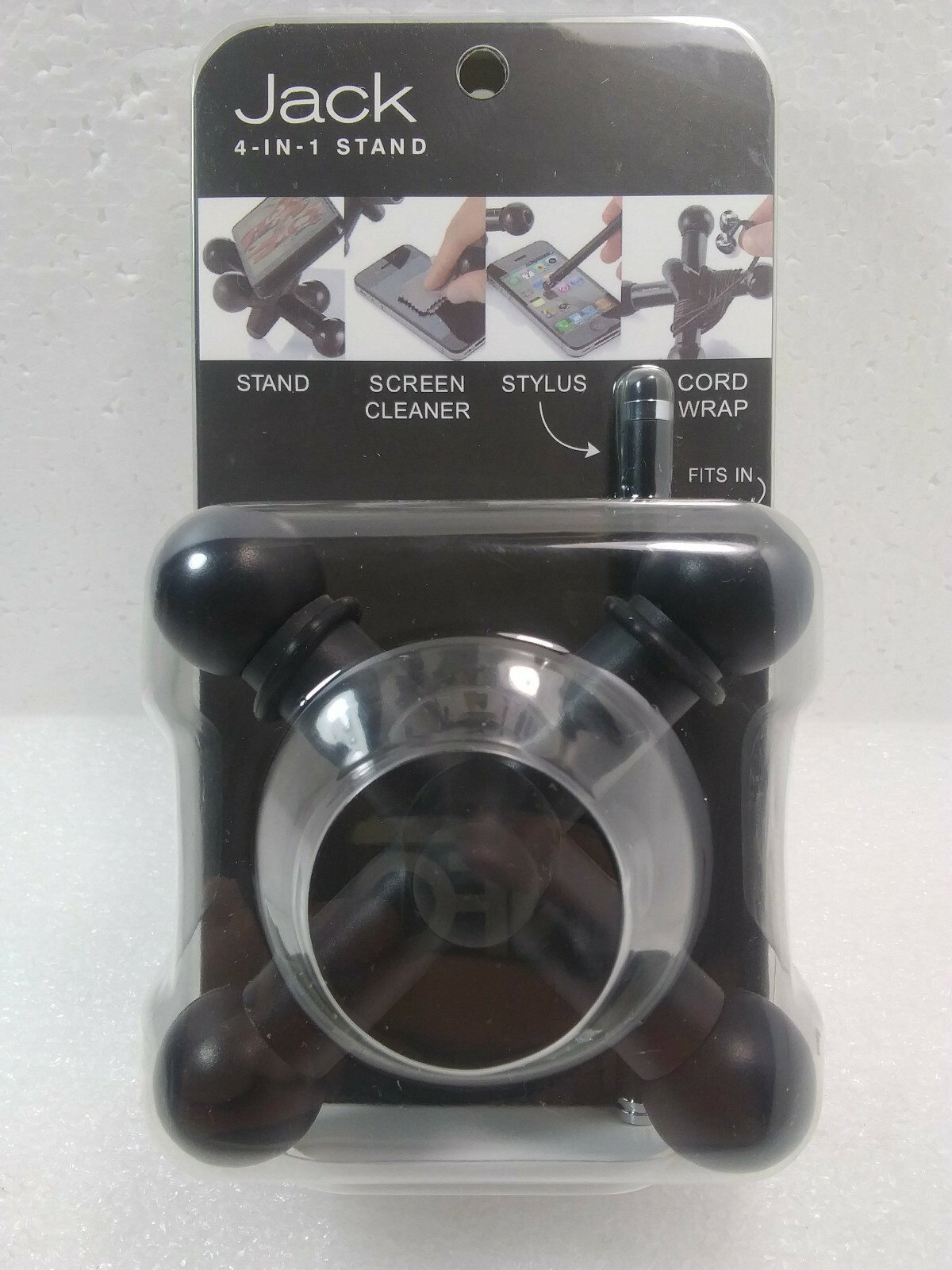 Jack ~ 4-In-1 Phone Stand W/ Screen Cleaner, Stylus, And Cord Wrap