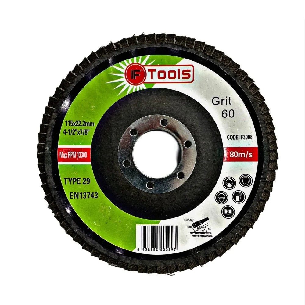 FLAP DISCS 60 GRIT OXIDE - 115 X 22.2MM PACKS OF 10 DS3008